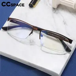 57327 Trend Half-Frame Anti Blue Light Glasses Square Metal Optical Spectacles Frames Spring Hinge Prescription Eyeglass