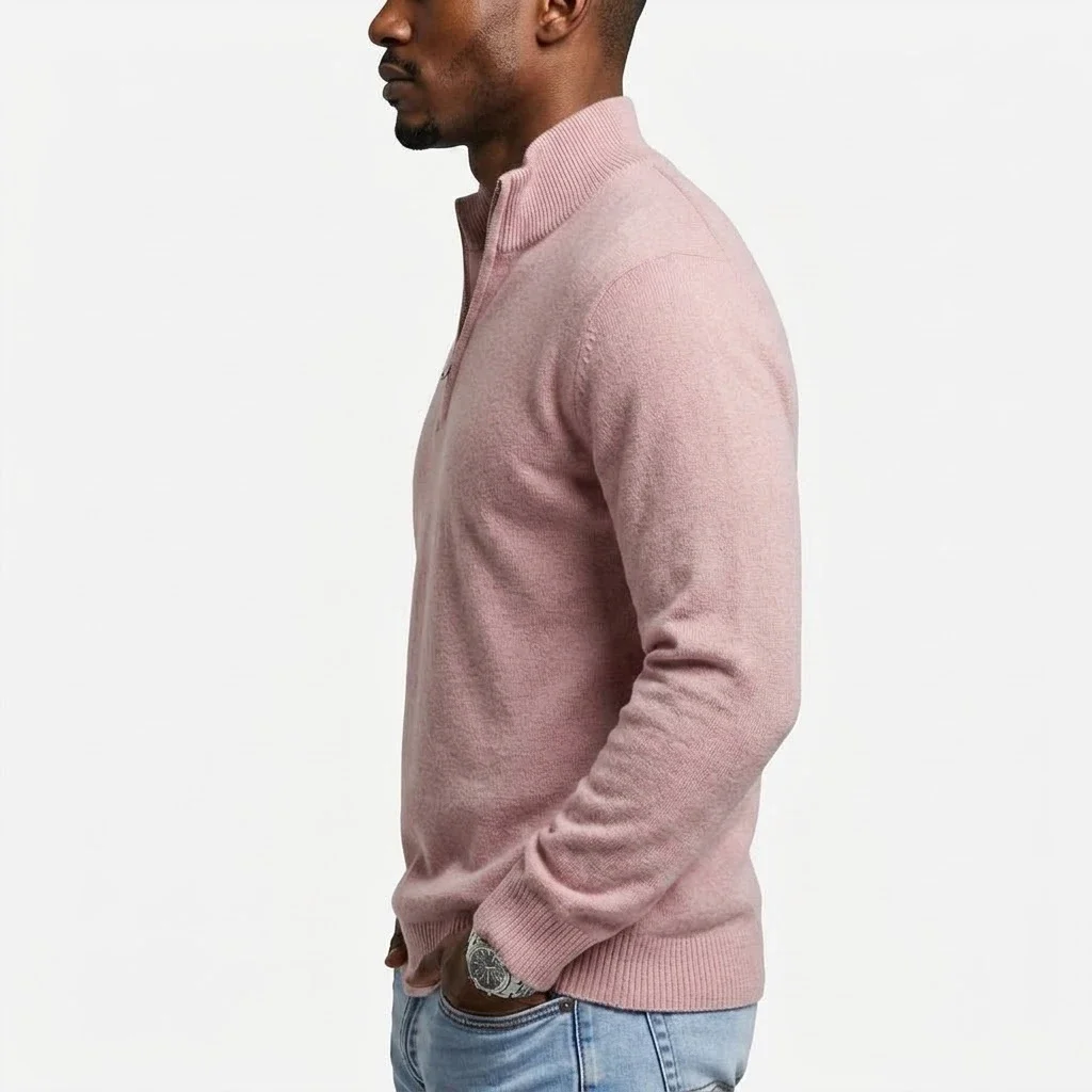 Herbst Herren Reißverschluss-Strickpullover T-Shirts Lässige Langarm Stehkragen Pullover Tops Warme Herbst-Winter-Jumper Oberteile Hemd Jacke – Detail 17
