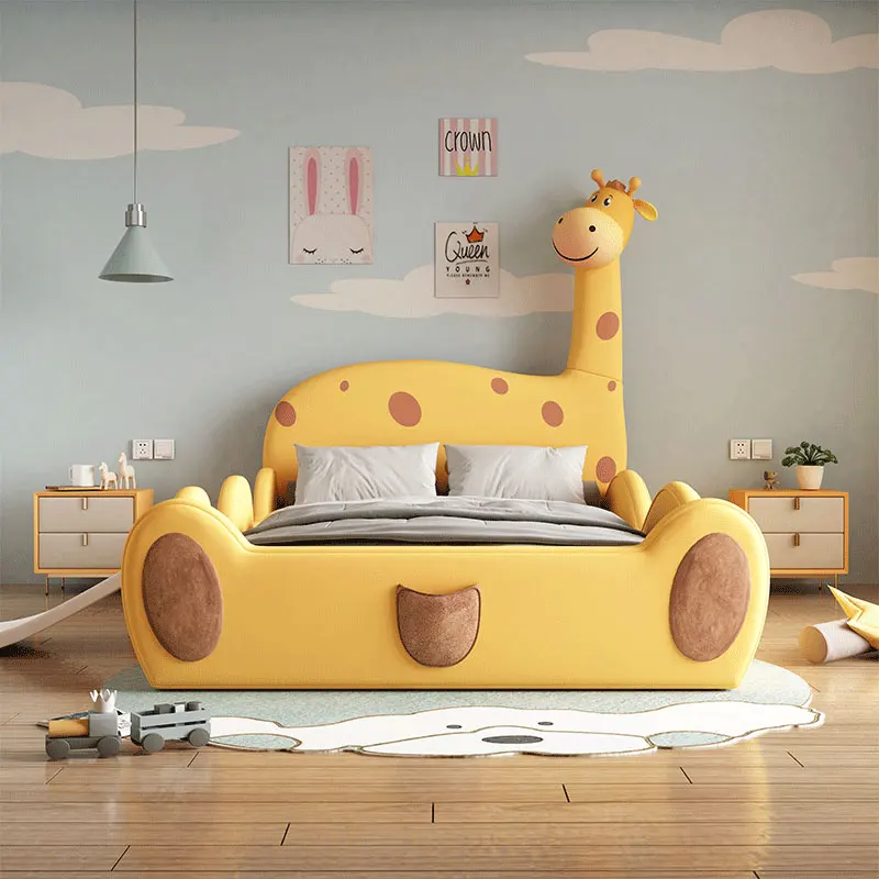 

Simple Yellow Wooden Kids Bed Safety Guard RailsDesign Playpen Girls Toddler Bed Children Single Camas Infantiles Furniture Home