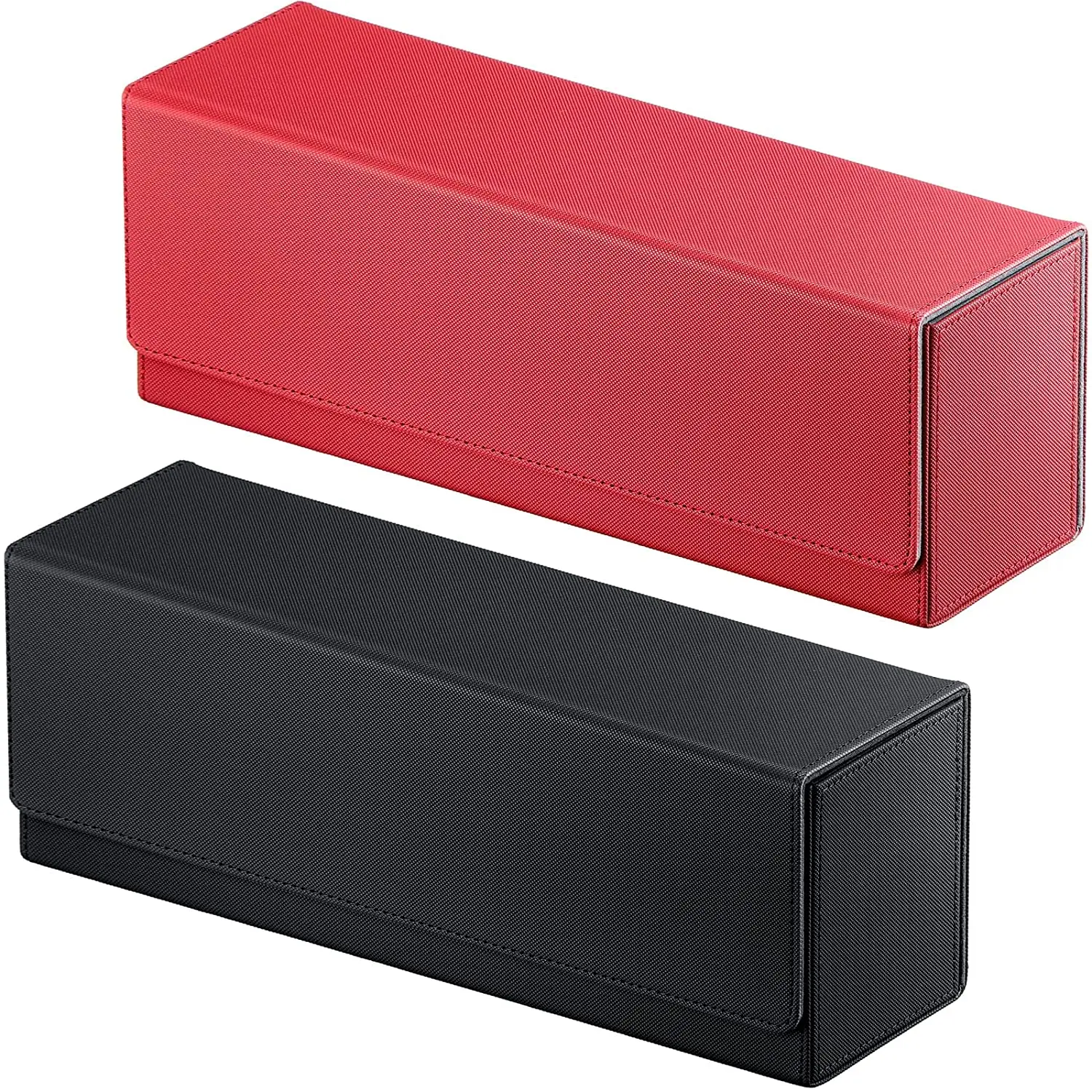 

2 Pieces Card Toploader Storage Trading Cards Holding Box for 400+ Cards Top Loader Storage Boxes for Trading Cards (Black, Red)