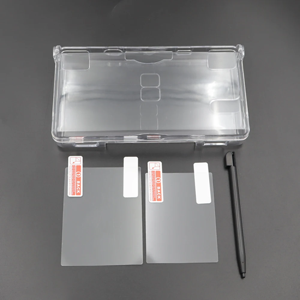 1Set kristallklare Hartschalenhülle + Displayschutzfolie für Ober-/Unterseite + Stylus-Stift, komplettes Set für NDSL-Spielekonsole – Detail 5