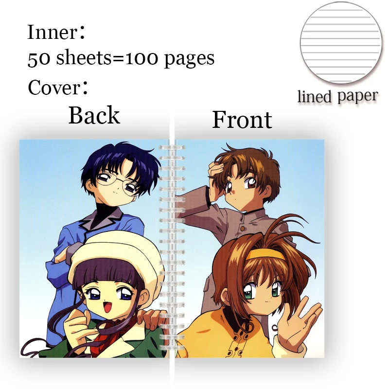 Cahier à spirale de film Cardcaptor Sakura, carnet de notes, Clow Princess Kinomoto, SAKHatchCOéventuelles LAY, carte claire LI SYAORAN, Yue