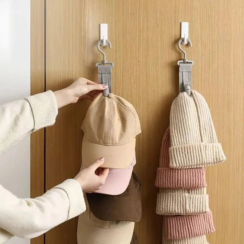 

Caps Rack Hanging Hat Rack with 8 Clips Rotating Hook Golf Caps Stand Vertical Space-Saving Caps Storage Hanger Hat Collections