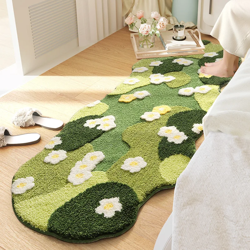 Handgetuft badkamertapijten, badmat, antislip, wasbaar, modern, microfiber, shaggy, slaapkamer, kinderkamer, groen