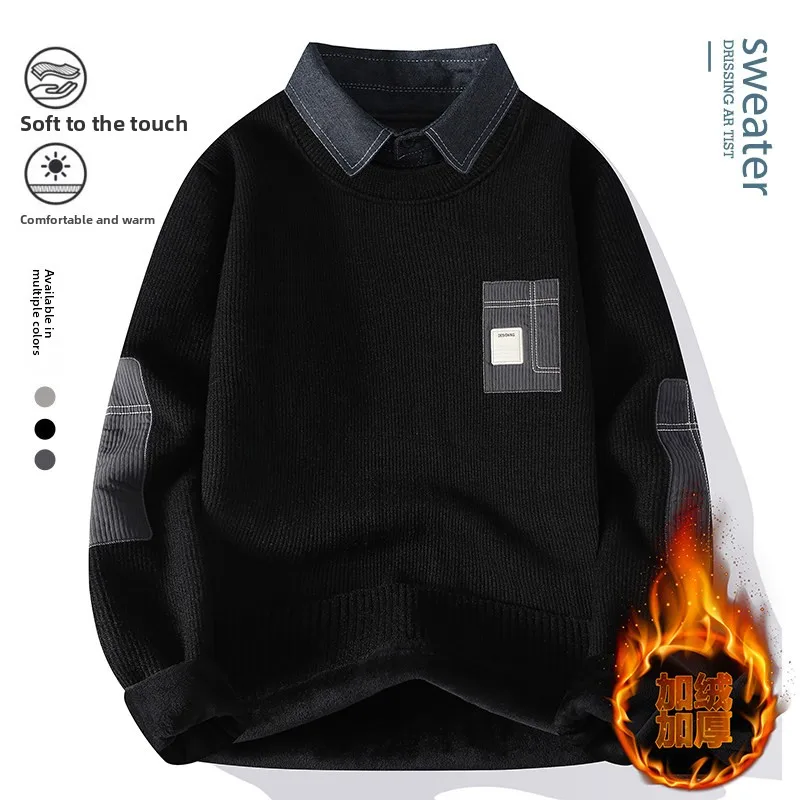 

Мужской модный трикотаж Ci Sle Inteated Fce, повседневный теплый зимний свитер с воротником irt, молодежный повседневный дышащий внутренний...