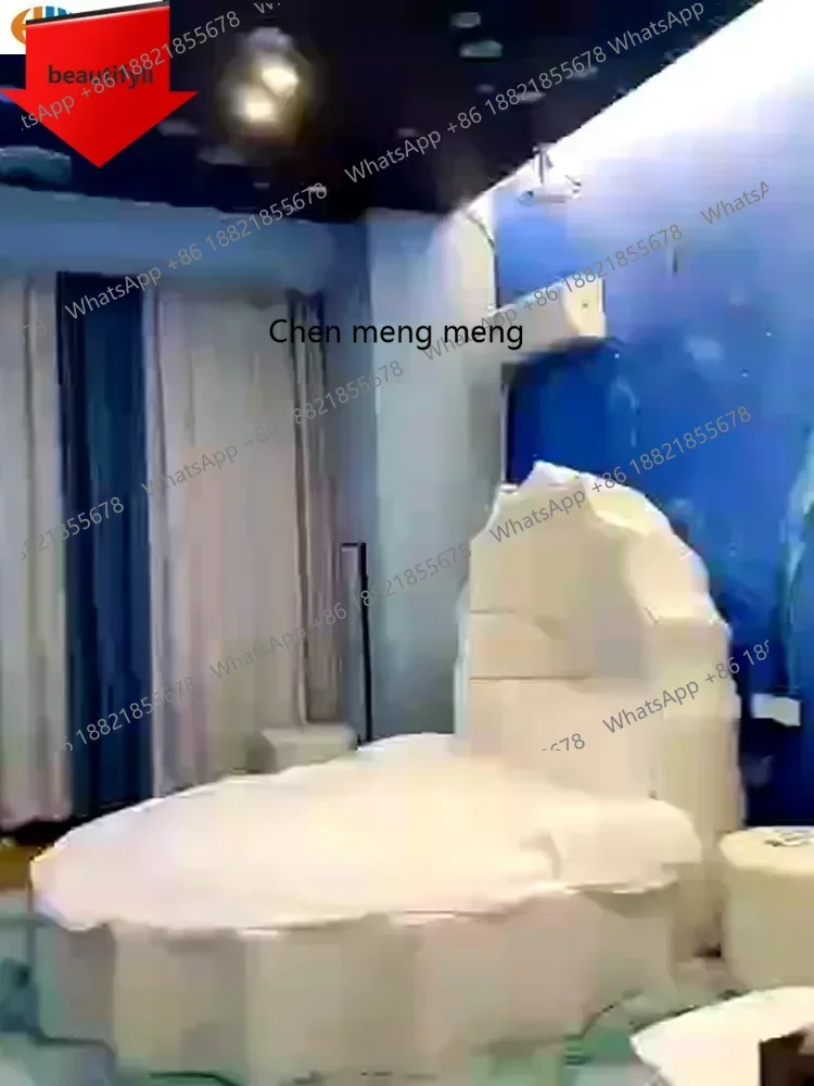 new round Water Bed Bed & Breakfast Furniture Hotel Electric Shell Shadow Coffee Bar Couple Theme Simple and Light Luxury Bed ss