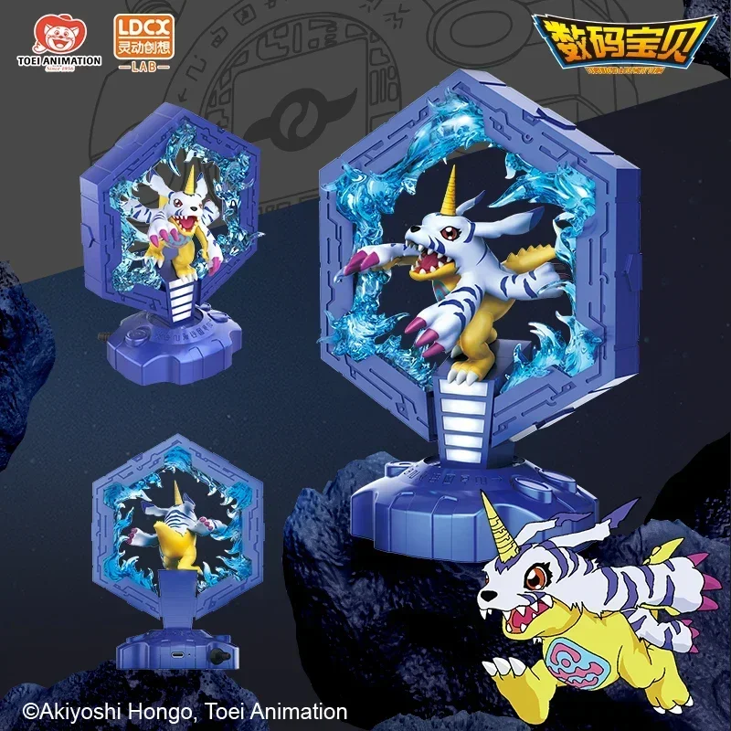 Digimon Adventure Agumon Gabumon lámpara de noche de dibujos animados en estante, figuras de Anime, nuevo, Original, en Stock