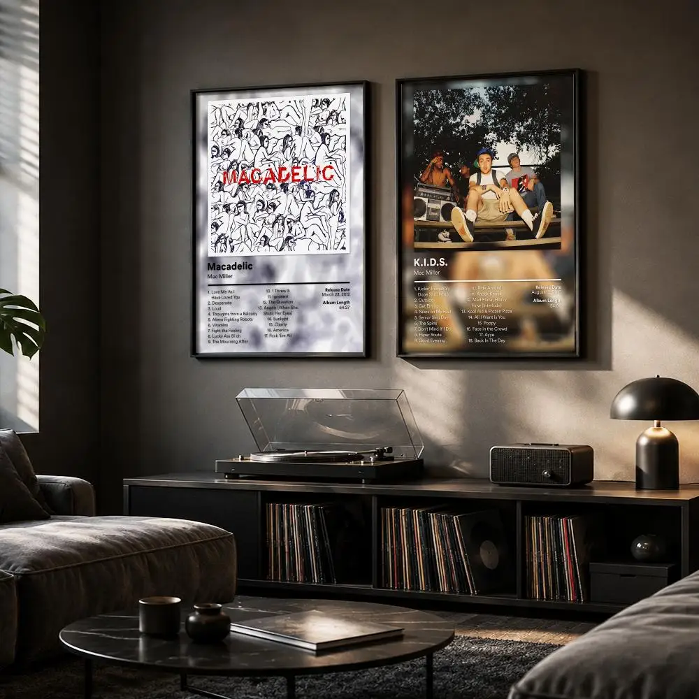 Mac M-Miller Rapper Music Painting Calligraphy Canvas Poster Hallway Bedroom Living Room Home Bar Decoration Interior Wall