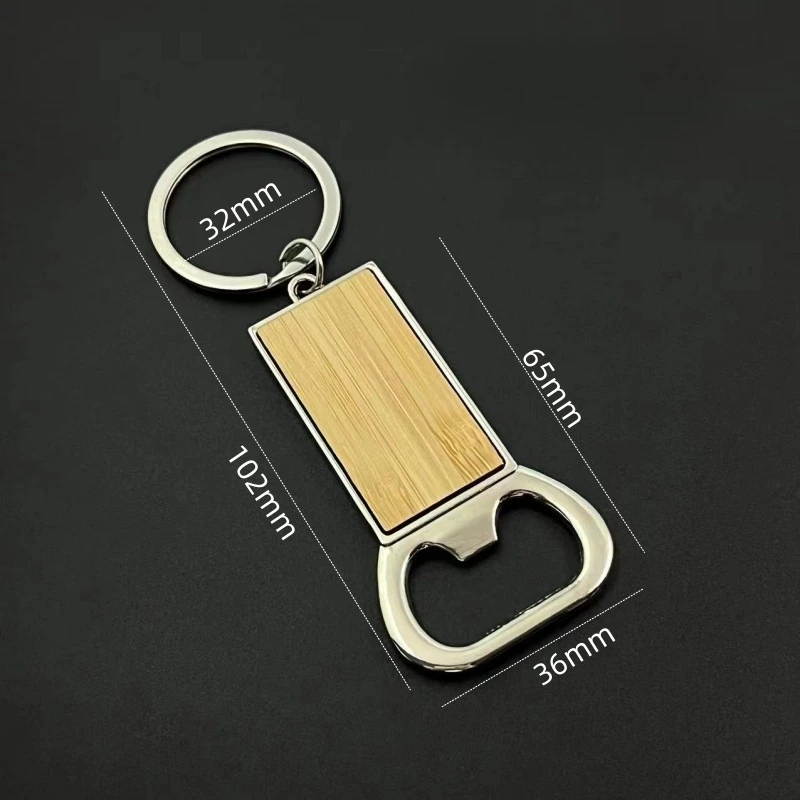 Custom LOGO Bamboo Wooden Keychain Blank Personalize Beech Wood Metal Rotatable Key Chain Laser Engrave House Keyring Opener