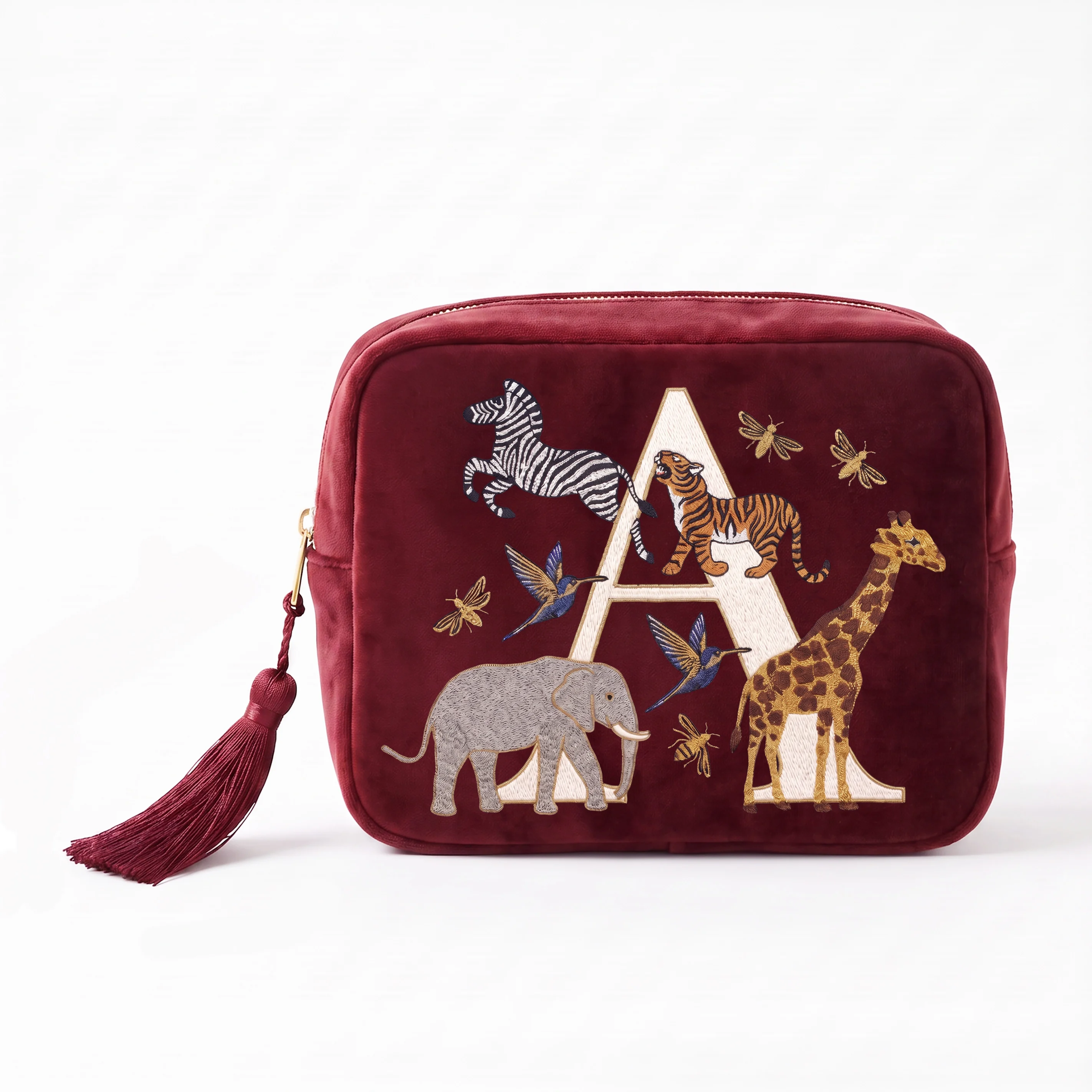 Women's Luxury Makeup Bag Imitation Embroidery Design Velvet Material For Vanity Multi Layer Cosmetics Storage Pouch