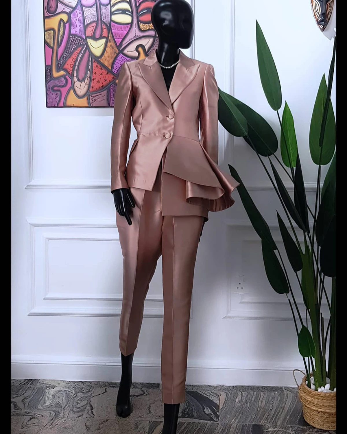 Fashion Slim Fit Mother of Bride Dresses Peaked Lapel Single Breasted Jacket Plus Size African Casual Women Blazer 2 Piece Set