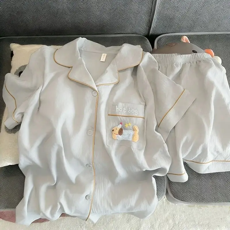 

Summer Christmas Puppy 2026 New Pajamas Men's Short-Sleeved Shorts Thin Large Size Youth Home Wear Suit Student Sleepwear