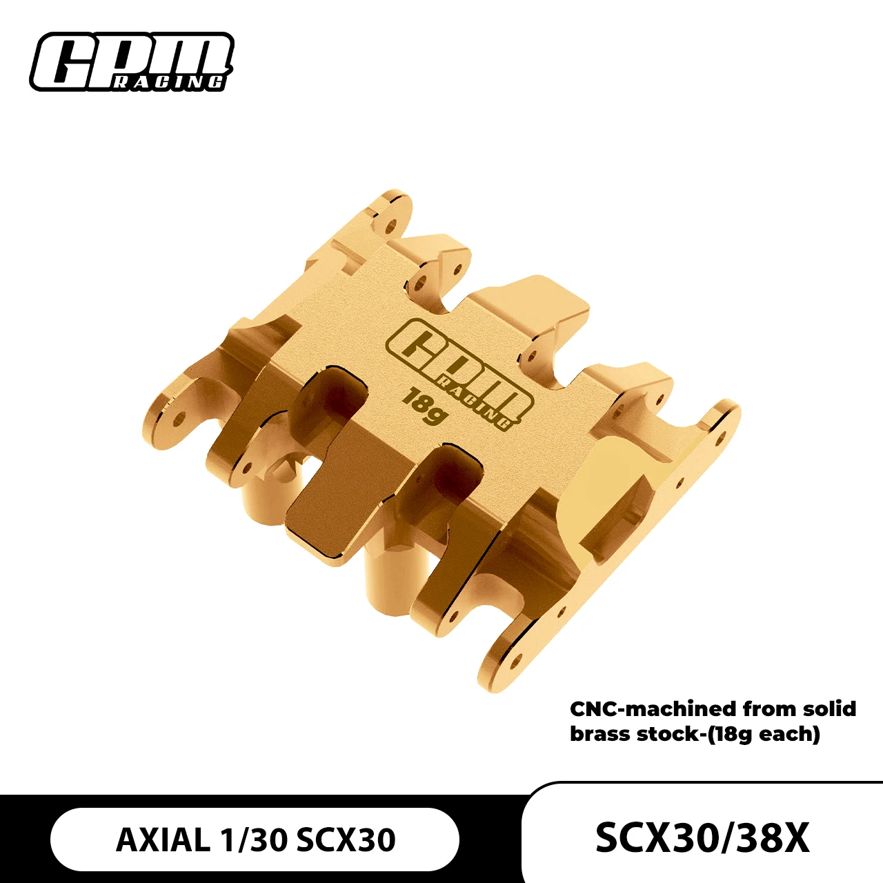 Placa de Proteção Central de Câmbio em Latão GPM 18g AXIAL 1/30 SCX30 Ford Bronco Jeep AXI-2048