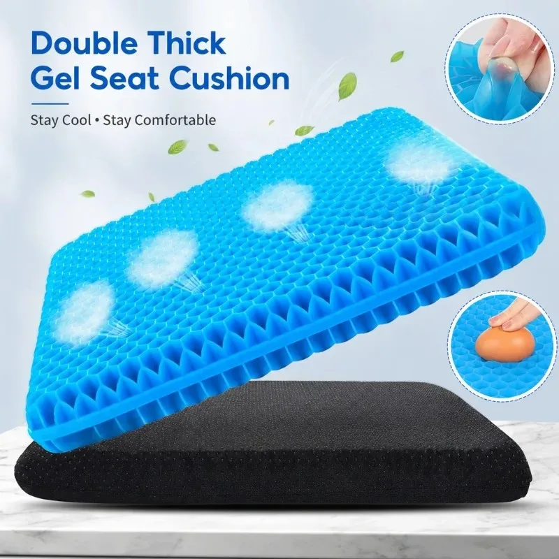 1 Pcs Honeycomb Gel Cooling Seat Cushion Breathable Thick Summer Cooling Pad Non-stuffy Chair Cushion For Car Office Home Use