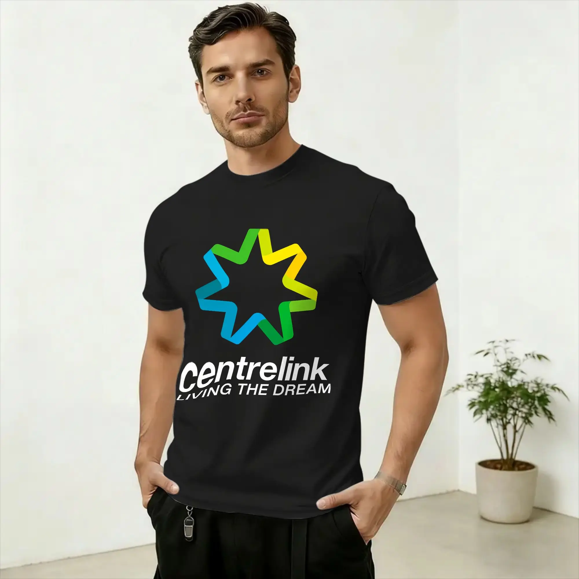 Men's Centrelink Living The Dream T Shirt  100% Cotton Clothing Casual Short Sleeve Round Neck Tees New Arrival T-Shirt