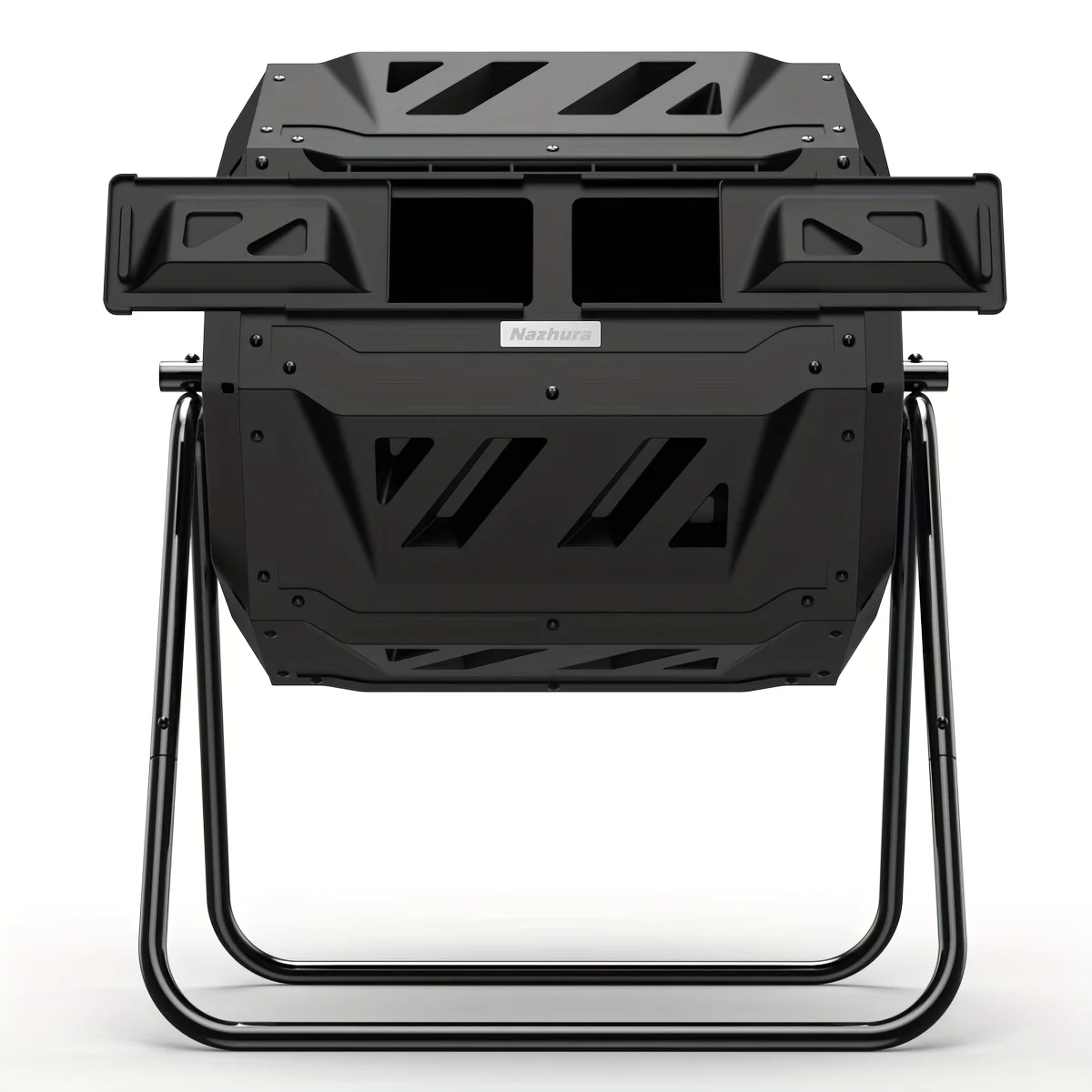 Kompostownik dwukomorowy o pojemności 165 litrów, obrotowy, do odpadów kuchennych, ogrodowych, liści na patio i podwórku.