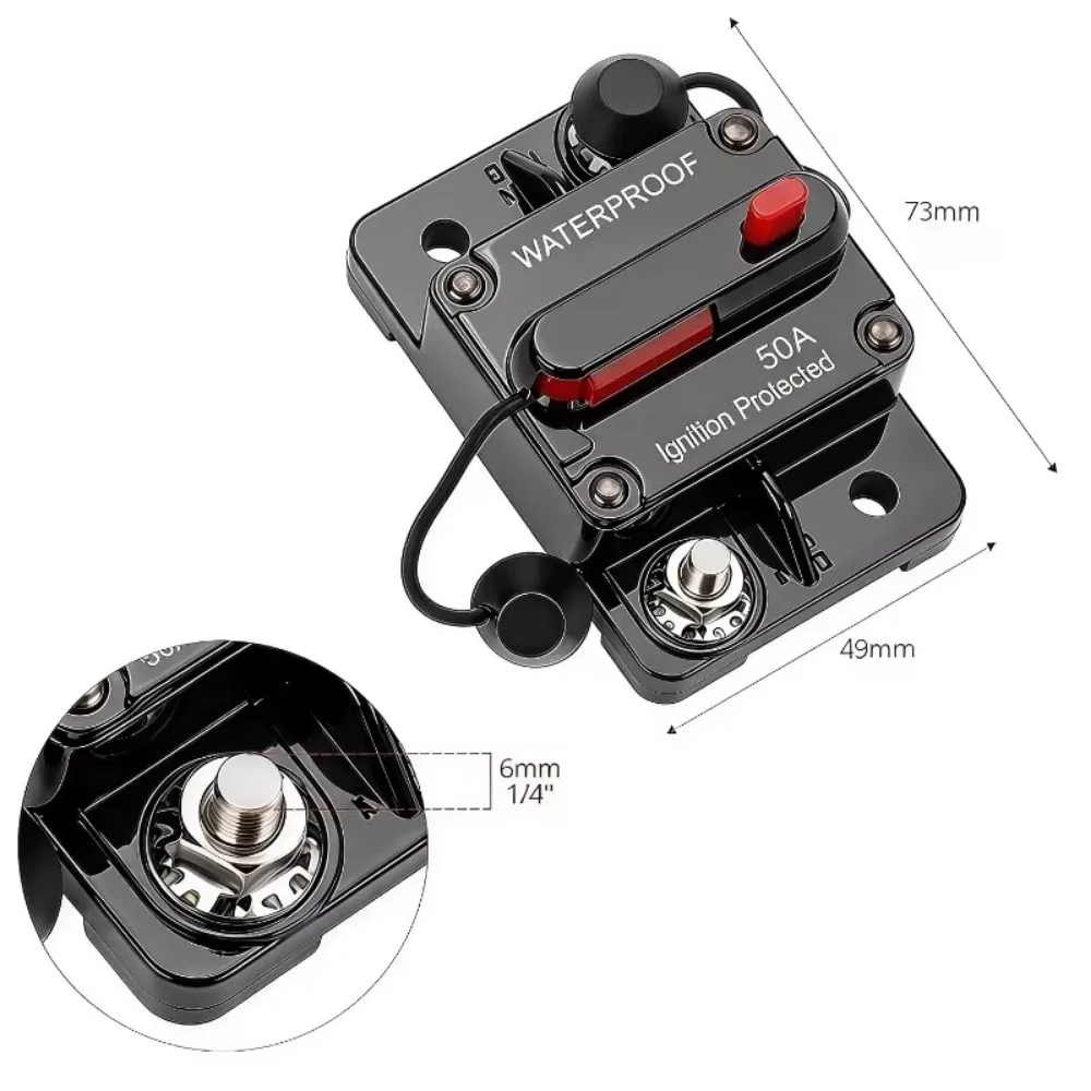 12V-48V Waterproof Circuit Breaker Fuse Reset 150A 200A 250A 300A 30A-120A Amp Rating for Boat and Car Use 1 PCS