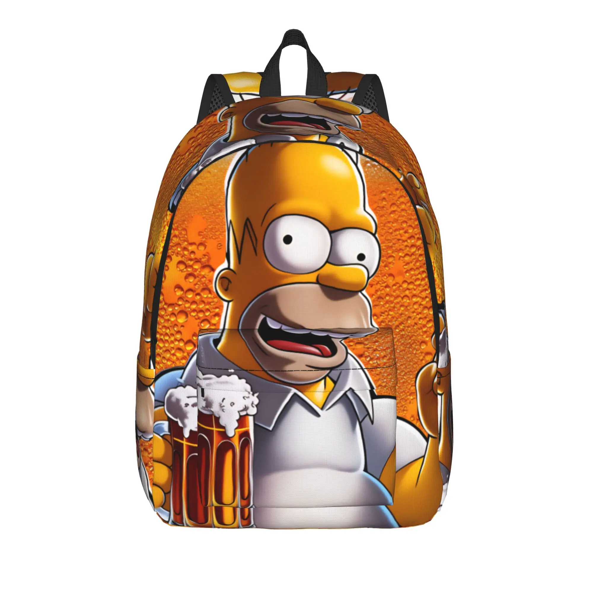 Homer S-Simpsons Beer Lover Funny Meme Backpack Male  Print Backpacks Polyester Kawaii High School Bags Sport Colorful Rucksack