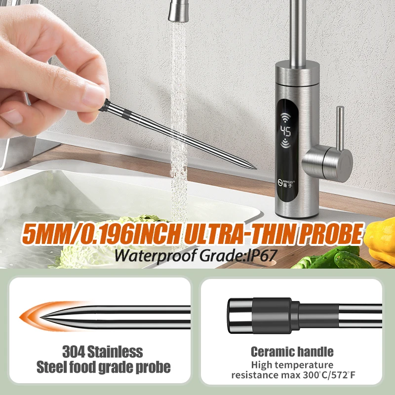 Thermomètre à viande sonde sans fil Bluetooth thermomètre alimentaire numérique Support application Mobile avec écran LCD pour four fumeur barbecue Gril