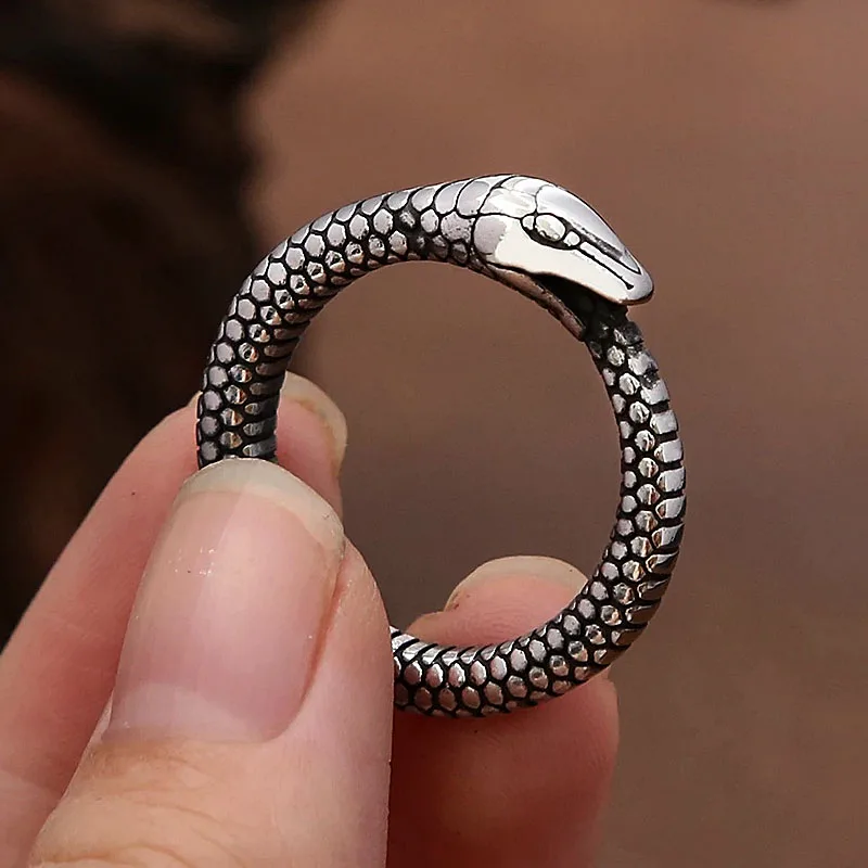 Vintage Simple Viking Ouroboros Rings Stainless Steel Punk Biker Animal Snake Ring for Men Women Fashion Jewelry Dropshipping