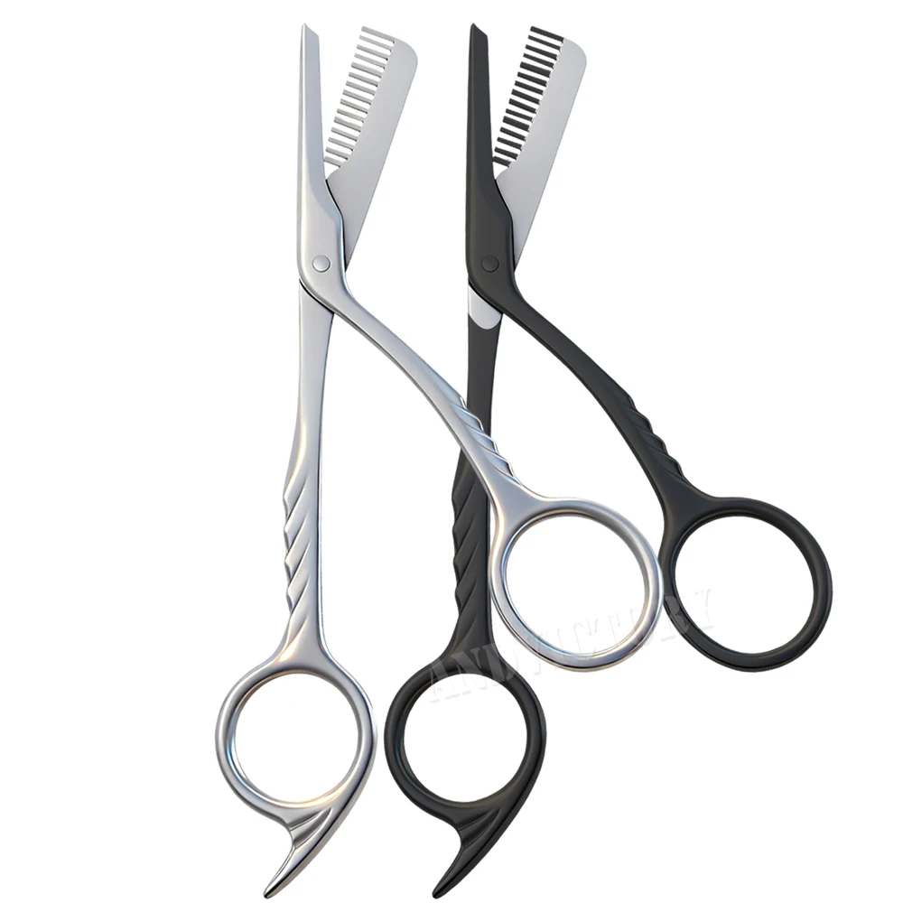 1개입 눈썹 가위와 빗 세트 파우더 스테인리스 스틸 여성용 정밀 눈썹 트리머 빗 가위