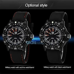 ADDIES Men's Waterproof Military Quartz Watch Luminous Chronograph Watch high quality Silicagel Strap Luminous Diving Men Watch