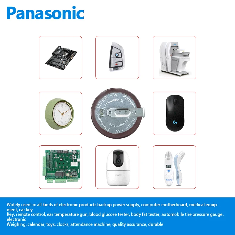 Panasonic 3V VL2330 ML2330 50mAh 180 Degrees Legs Rechargeable Lithium Battery For Watch BMW Car Key Electric Toy Clock Compute