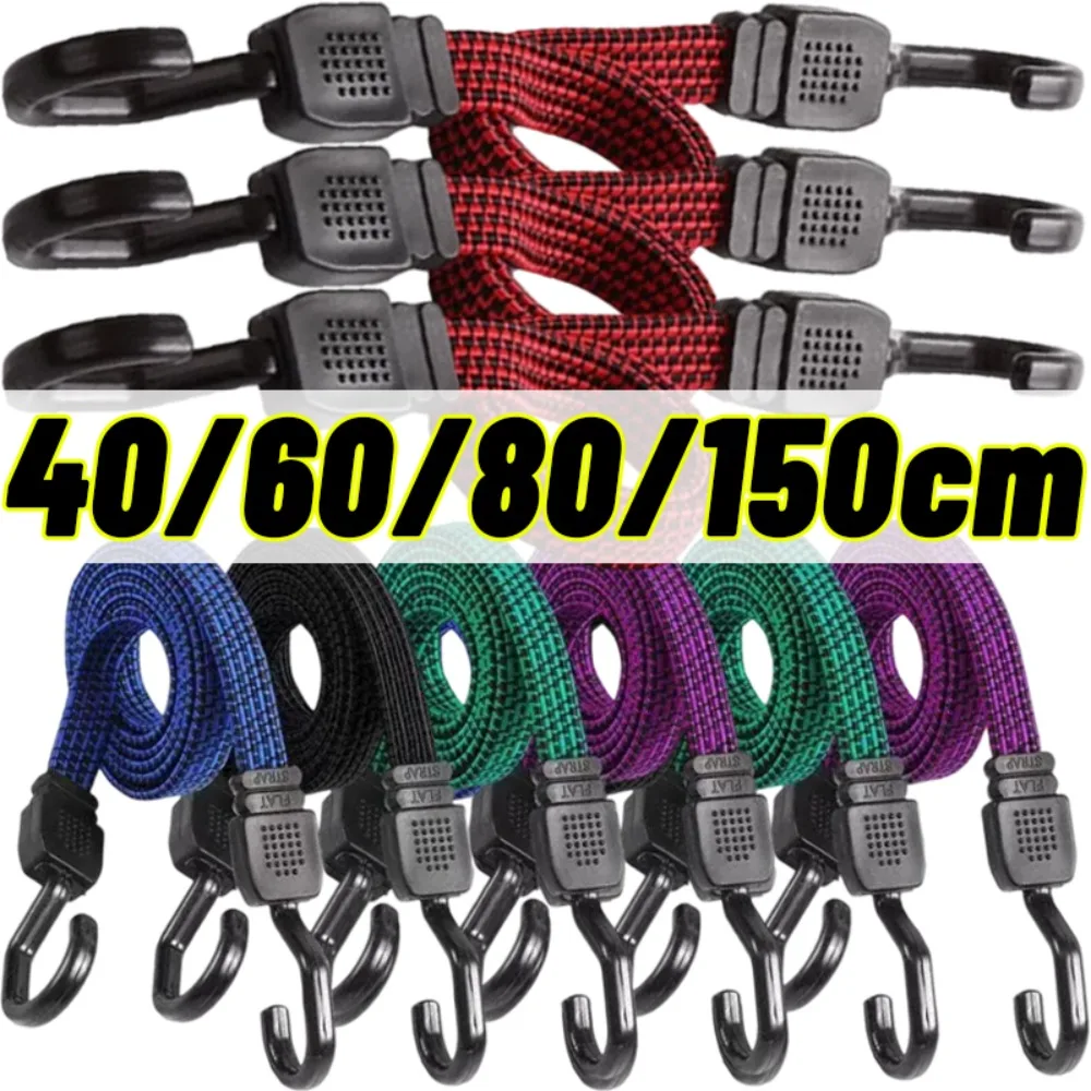 Elastic Luggage Straps with Hooks Heavy Duty Rubber Bungee Cord Tie Down Strap for Outdoor Camping Tent Bike Trunk Cargo Packing