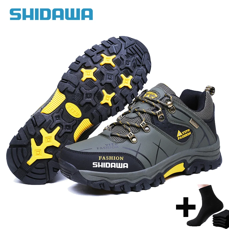 Shidawa-Men's Waterproof Fishing Shoes Non-Slip Wear-Resistant Mountaineering Sports Shoes Breathable Camping Hiking Outdoor