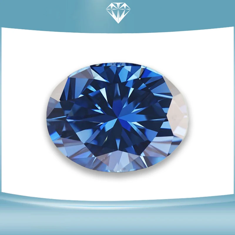 

Moissanite Stone Sapphire Blue Colour Oval Cut Lab Created Synthetic Gemstone Passed Diamond Tester Comes with GRA Certificate