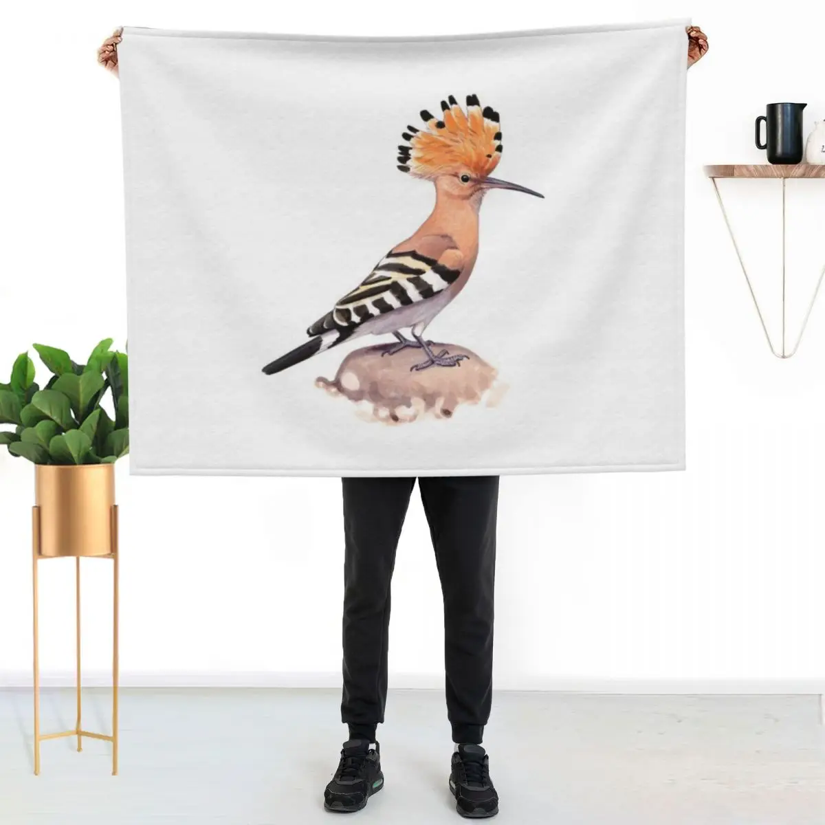 

Eurasian Hoopoe Throw Blanket Warm Plush Fuzzy Blanket for Living Room