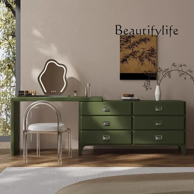 

Dresser chest integrated bedroom small apartment solid wood paint makeup table