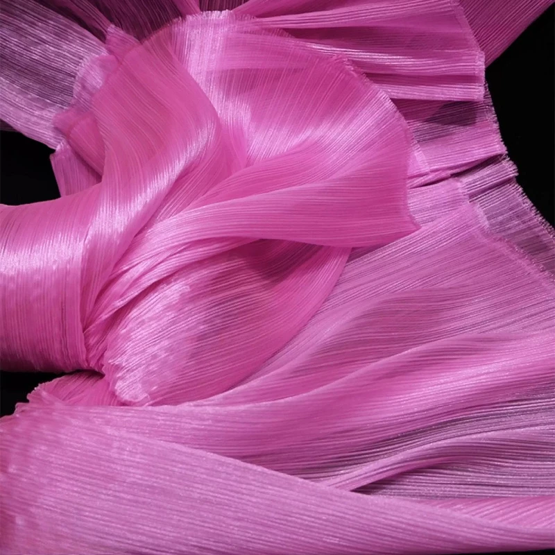 Solid Color Glossy Pleated Fabric Finished Product for Wedding Decoration Background Design Fabrics Diy Sewing Cloth Per Meter view 4