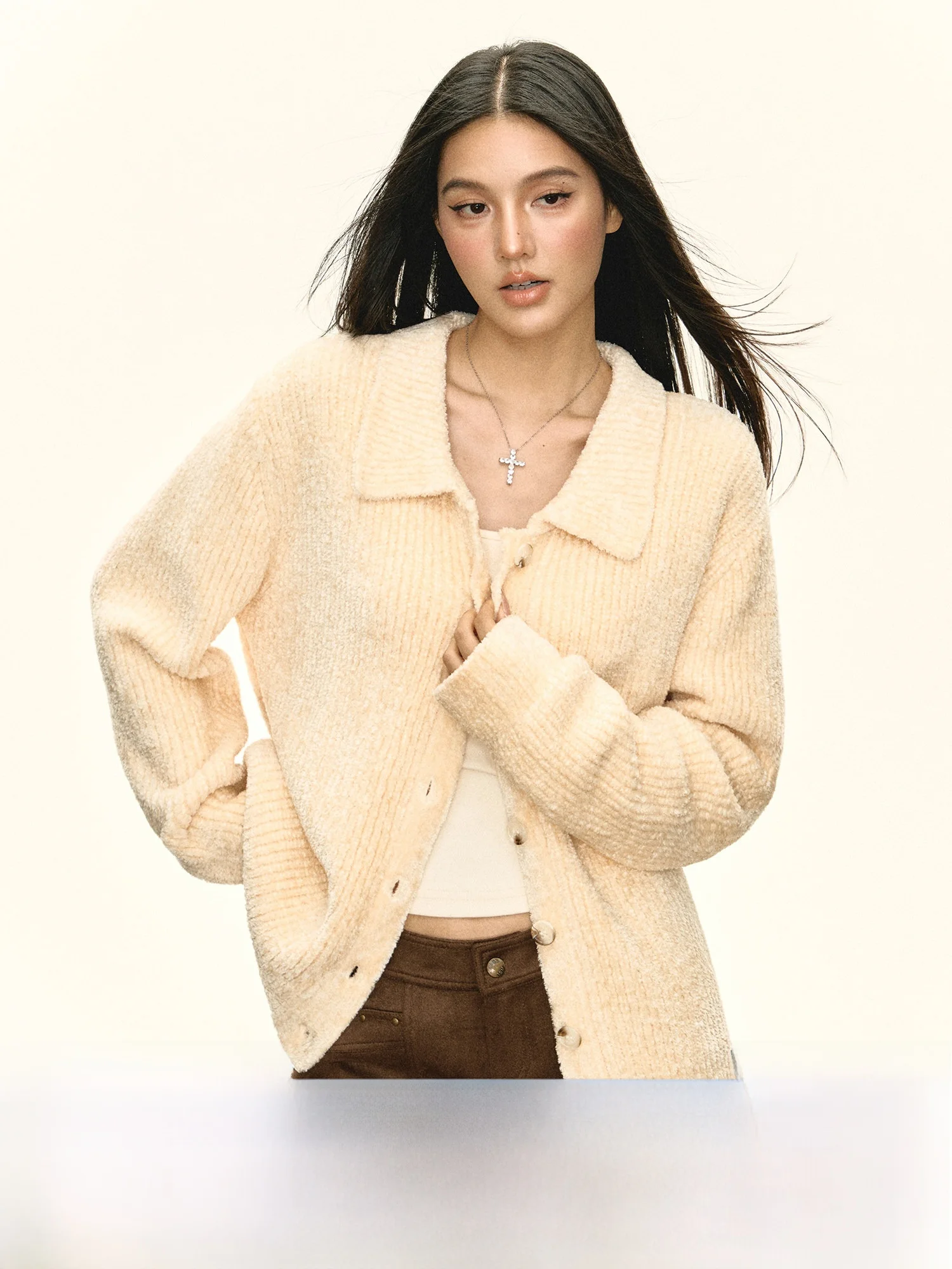 

Ariseism American Retro Design Collared Sweater Jaet Women's Autumn Winter New Sle Loose Fit Streetwear Long Sve