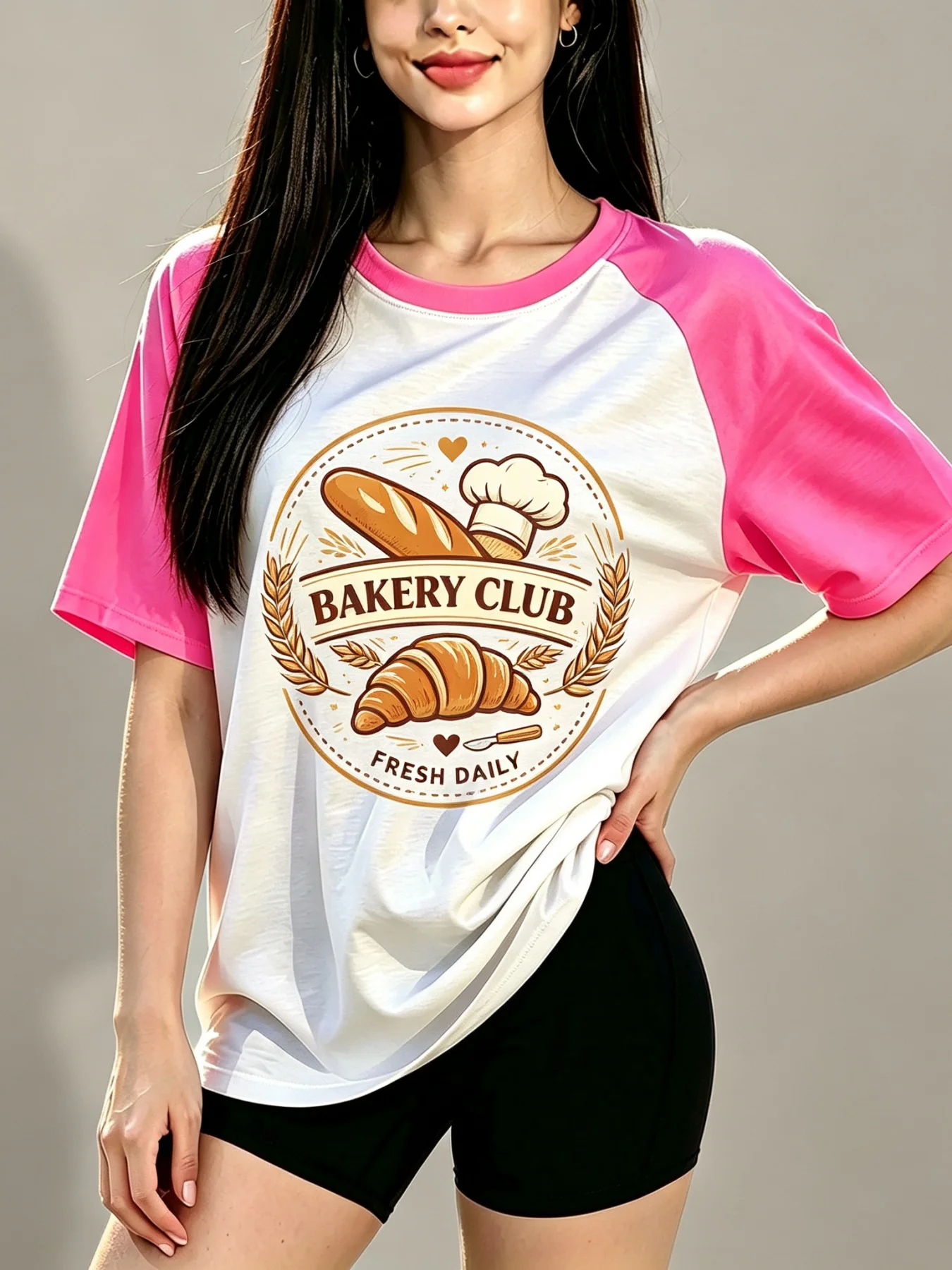Women's Grey-White Raglan T-Shirt 'Go outside Explore Slowly' Bold Letter Print Loose Casual Tee for Comfortable Wear