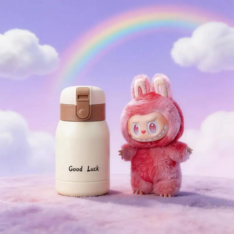 

POP MART THE MONSTERS Forward High Energy Series LABUBU Doll Plane Use Insulated Vacuum Cup Travel Thermos