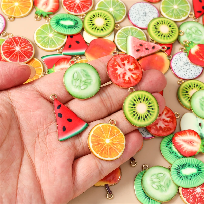 20 Stück niedliche Emaille-Fruchtanhänger in Form von Zitronen für Halsketten, Ohrringe, Armbänder, zum Basteln, für DIY-Projekte, Schmuckherstellung, Zubehör und Materialien. – Detail 2