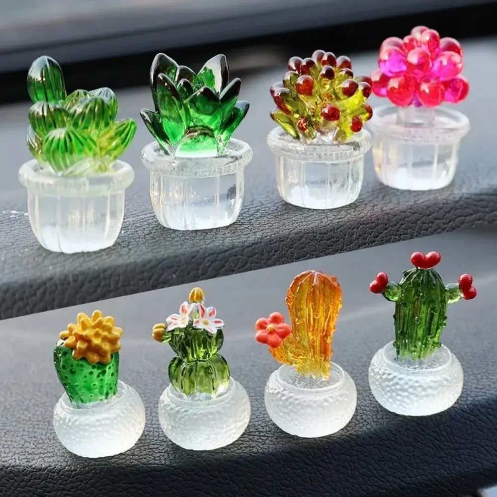 

Simulation Cactus Plant Car Interior Decor Transparent Succulent Plants Figure Car Computer Decoration Ornaments Resin Crafts
