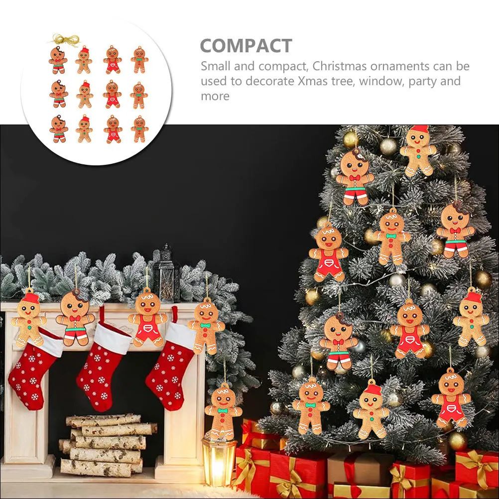 

12pcs Christmas Tree Decorations Gingerbread Man Ornaments Xmas Hanging Pendants For Holiday Party Home Decor Festive Supplies
