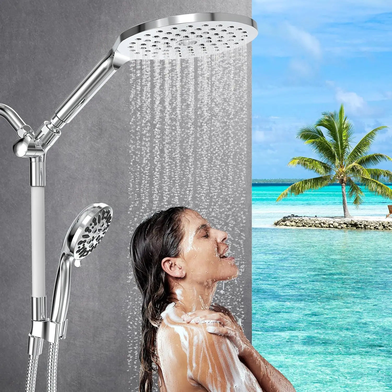 7.48 inch Rainfall Showerhead Chrome/Black ABS Plastic Luxury High Quality Handheld shower head Fashion design shower spray