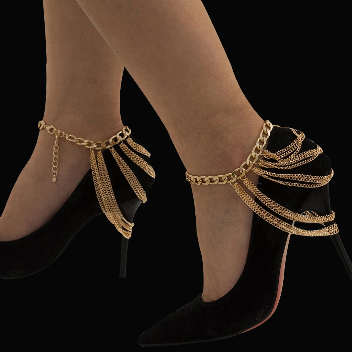 Kunjoe 1pc neue Mode mehr schicht ige Kette High Heel Schuh einfache Fuß Knöchel Strand Schmuck Fuß