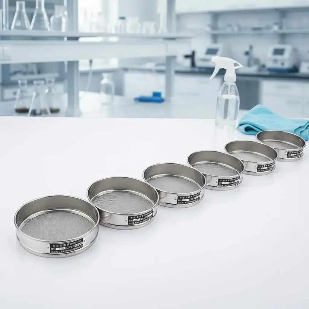 1pcs Labware 12-200 Mesh Stainless Steel Standard Test Sieve Dia 20cm Sampling Flour Sieve with Double-layer Punching Frame