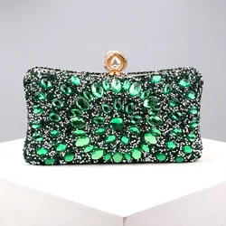 Verde Highend Wedding Party Diamond Floral Crystal Bling donna sera pochette cosmetica borsa a tracolla Messenger M3218