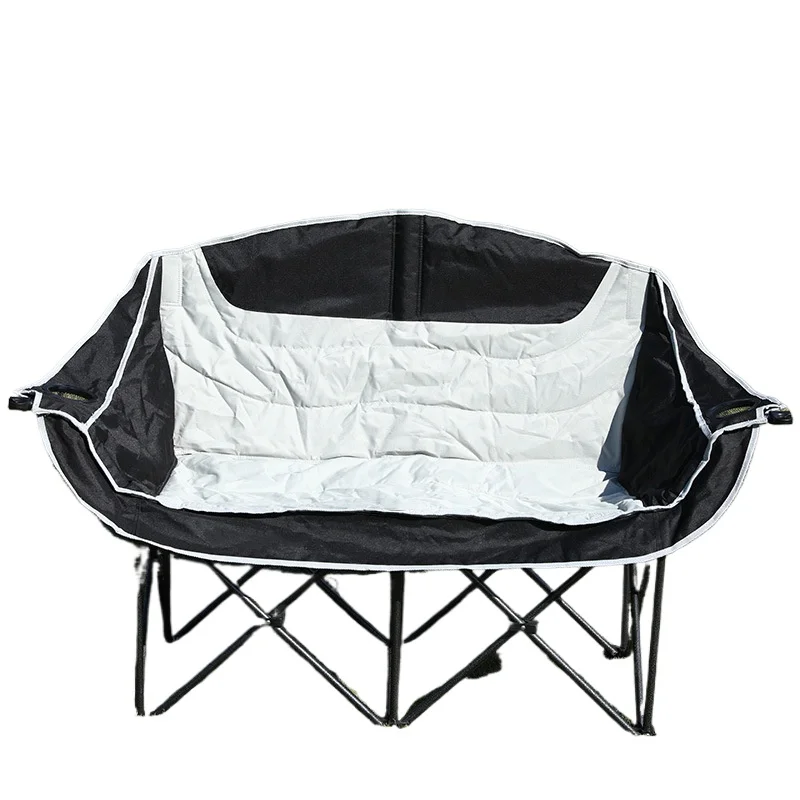 Hiking Travel Loveseat Adult Double Folding Beach Picnic Chair Metal Material Two Seat Camping Chair Double Person Folding Chair