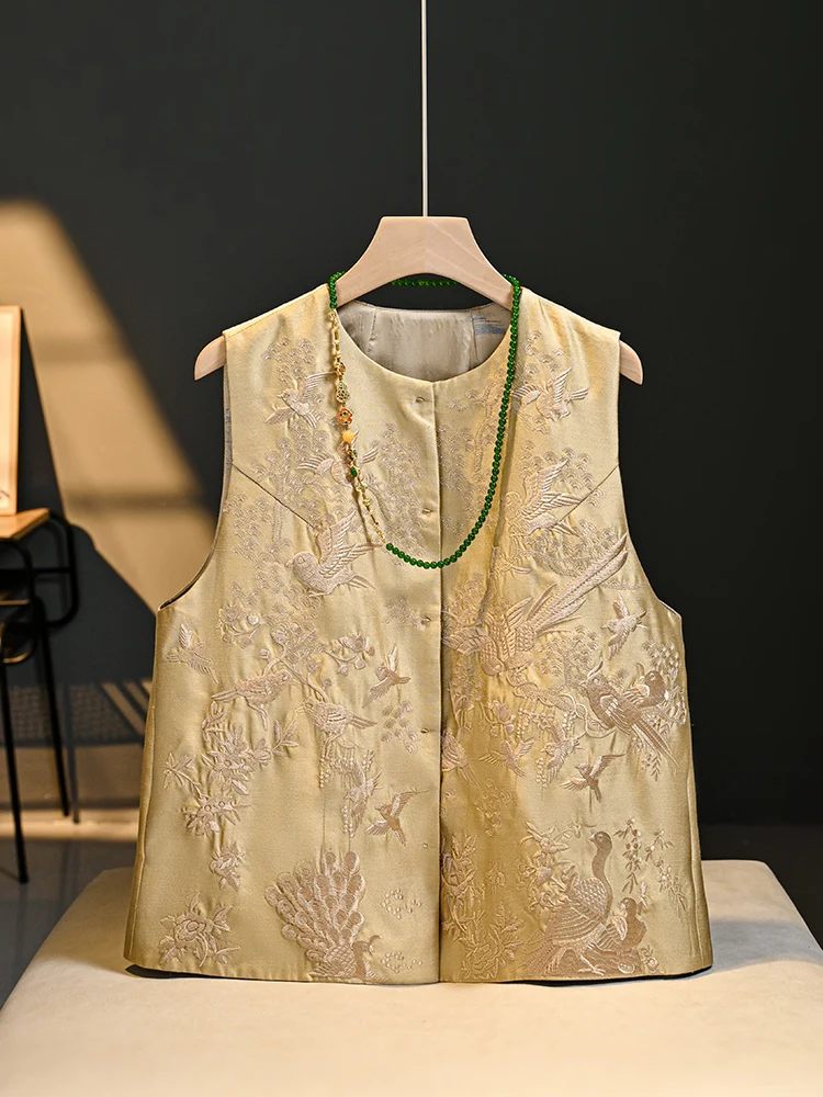 

New Chinese Sle Women's Loose Top Faionable Daily Wear ort Qipao Straight Collar No Sve Pure E-commerce