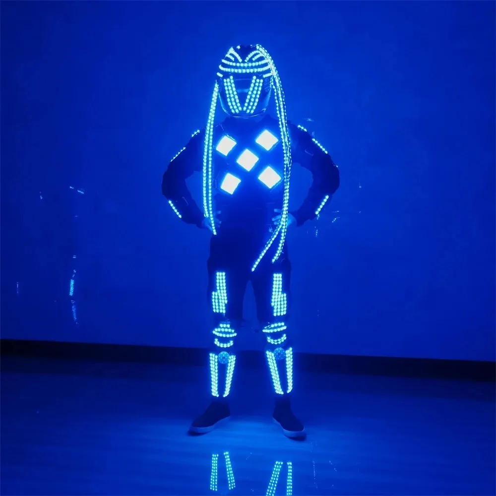 Costumes de salle de Rhavec lumières LED clignotantes, séparés euse imbibée, vêtements de robot Shoous Lauren, tenue de performance de fête DS, ensemble de spectacle de lumière LED