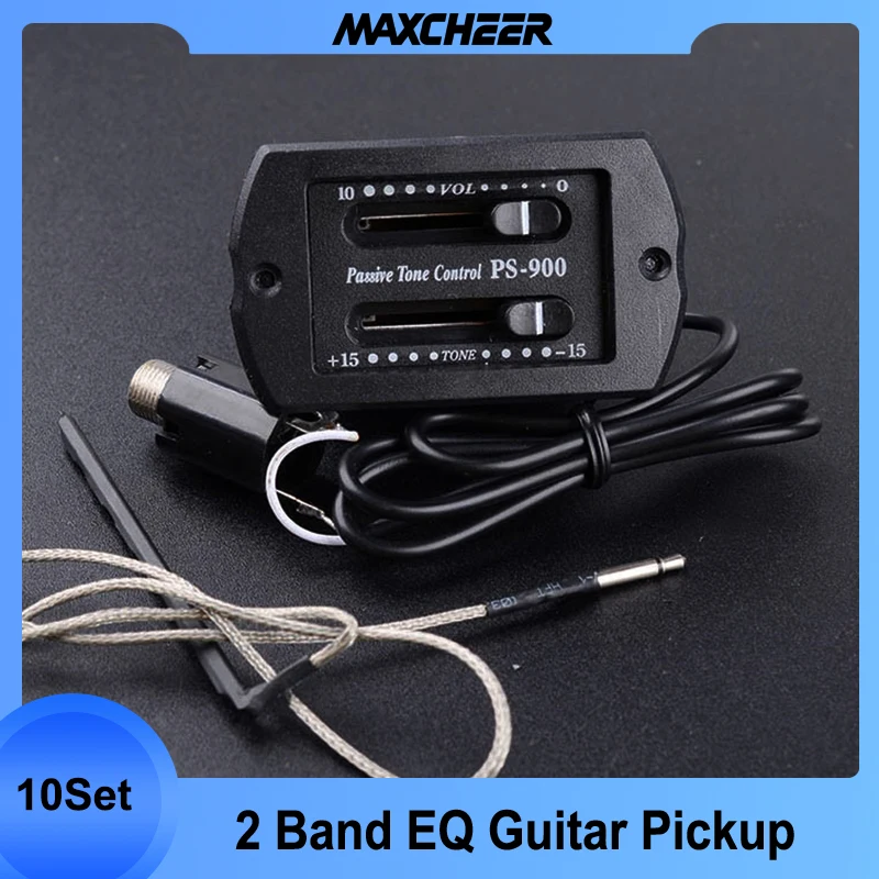 

10set PS-900 2 Band EQ Guitar Passive Volume Tone Control Piezo Pickup Preamp for Acoustic Guitar Mini Folk Pickups DropShipping