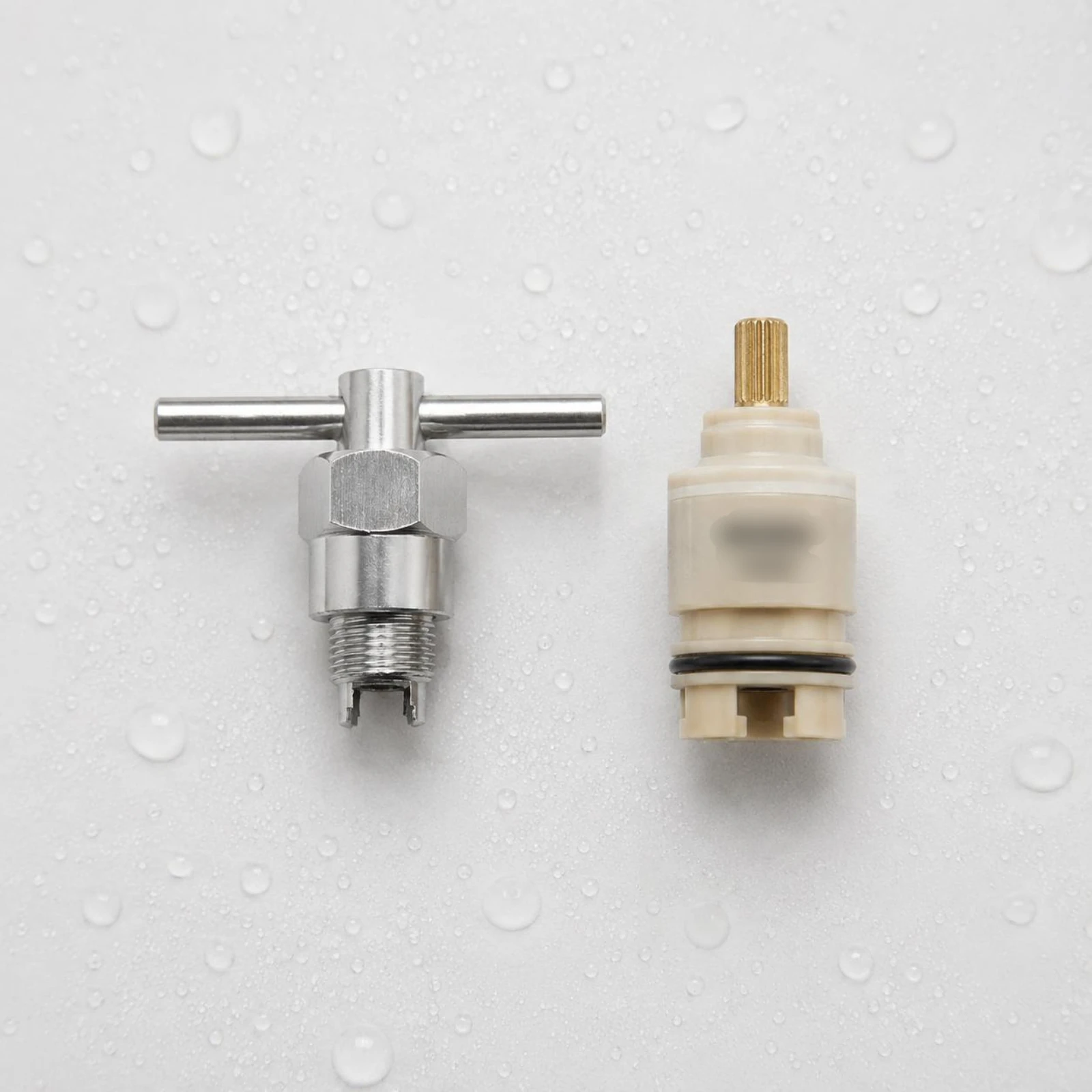 Faucet Cartridge Puller Notched Gripping Teeth Faucet Cartridge Removal Tool T-Handle Puller Silver Metal Threaded Extractor