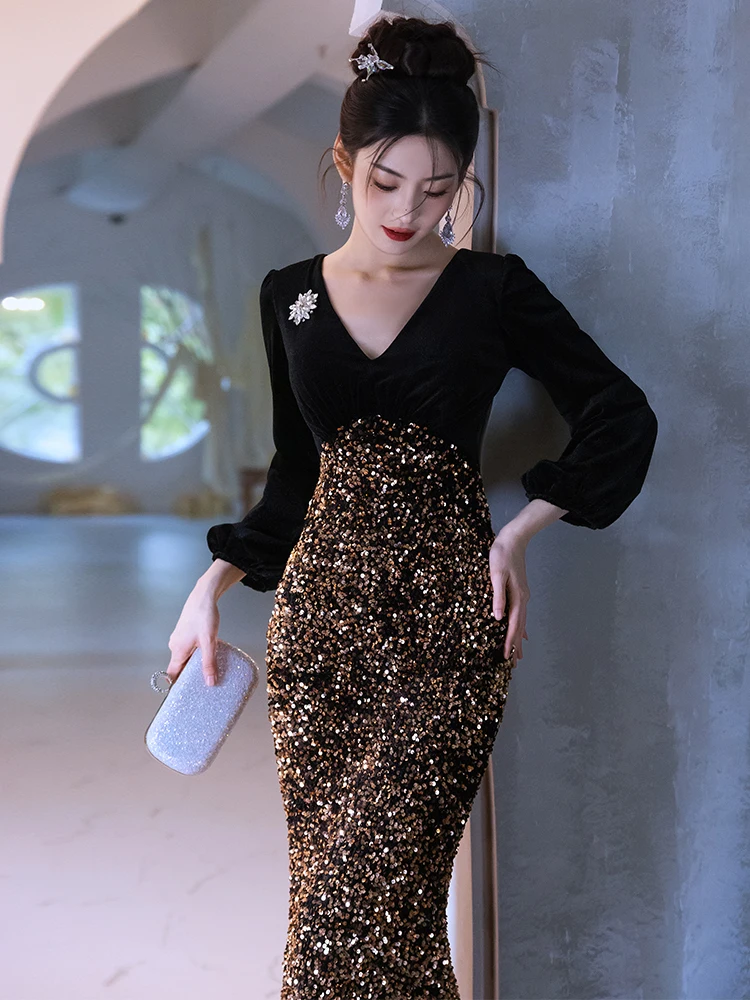 

Stunning Evening Gown Host Tailored Fi Tail Skirt Ele Year End Luxury Hepburn Sle Sexy High End Women's Dr