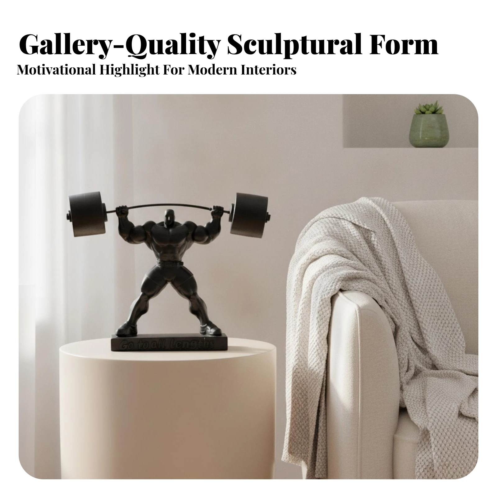 Weightlifter Statue Gym-Inspired Bodybuilder Figurine Decorative Figurine Sleek Collectible Statue Compact